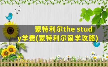 蒙特利尔the study学费(蒙特利尔留学攻略)